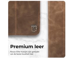 Rosso Elite Hoes Geschikt voor Samsung Galaxy Tab S10 Lite / S10 FE / S9 FE / S9 - 2-in-1 Echt Leer Book Case en Back Cover - Magnetisch Uitneembaar Hoesje - Beschermhoes Bruin