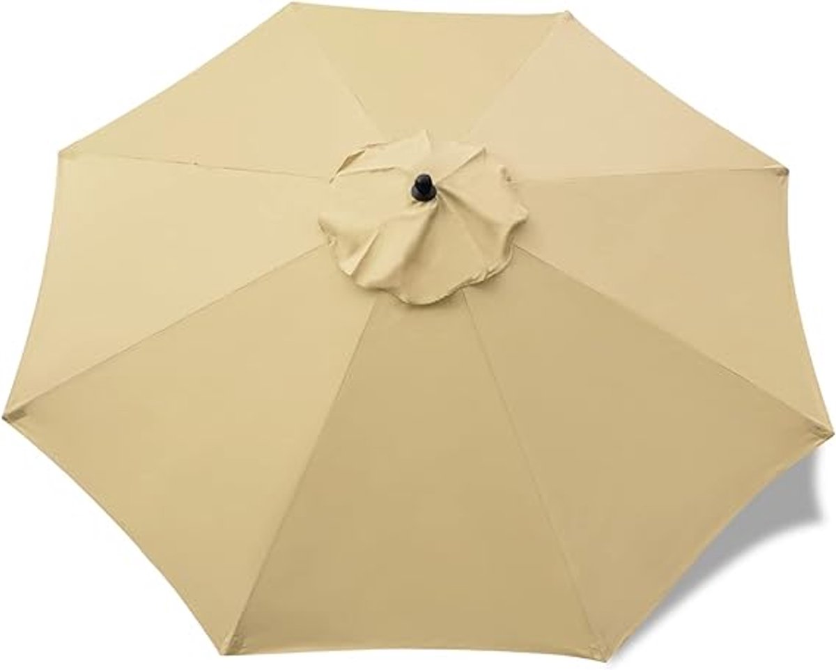 Vervangende parasolhoes - Vervangende parasolkap - voor 8 baleinen Vervangende parasolhoes - Vervangende parasolhoes voor buitentafels - bevat alleen de luifel, niet het frame(Kaki, maat: 2,7 m )