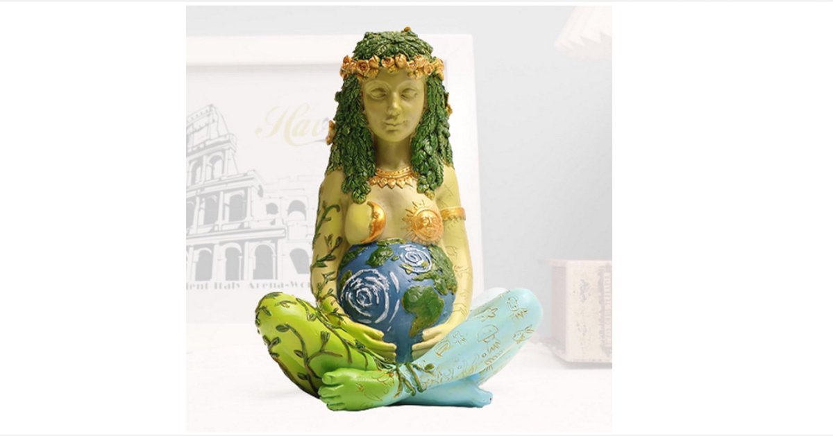 WNHB® Moeder Aarde Beeld – 18 cm Spiritueel Standbeeld – Decoratief Kunstfiguur voor Binnen & Buiten – Godin Beeldje Tuin/Huisdecoratie