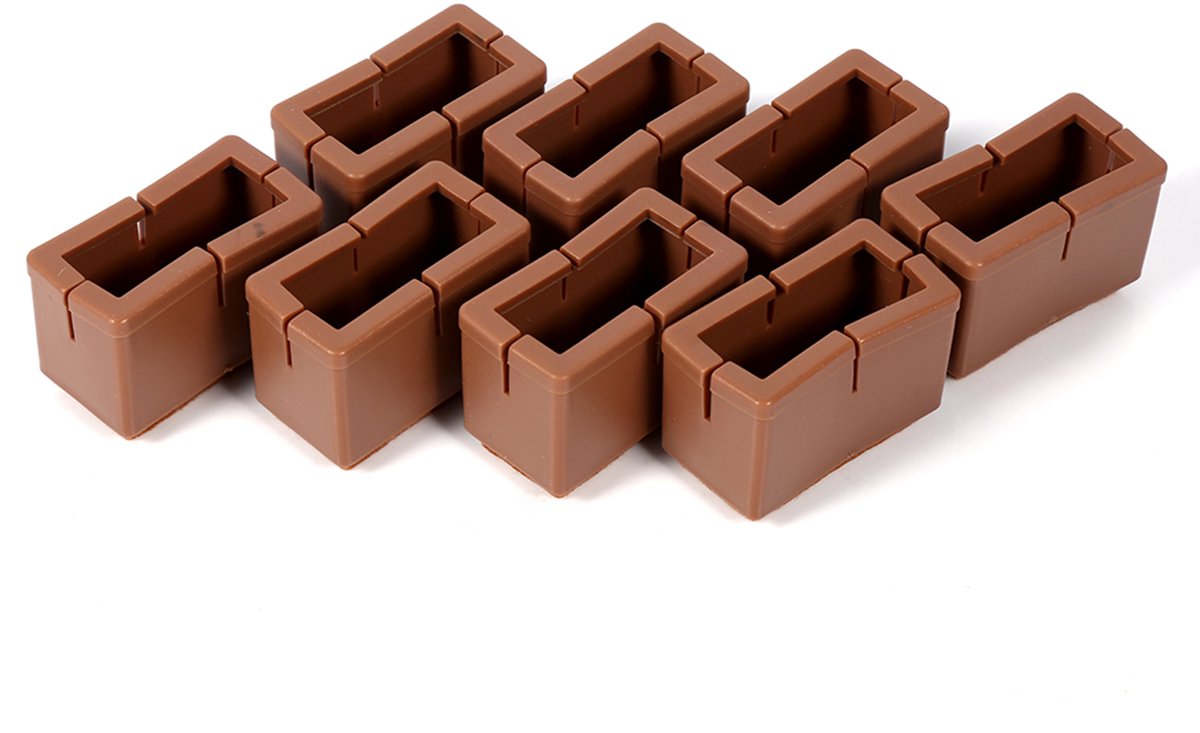 Stoelpootbeschermers - 2,4 x 4,5 x 3,1 cm - Met antikrasvilt - Stoelpootbeschermers - Vloerbescherming - Stoelpootbeschermers - Set van 8 - Bruin - Vierkant
