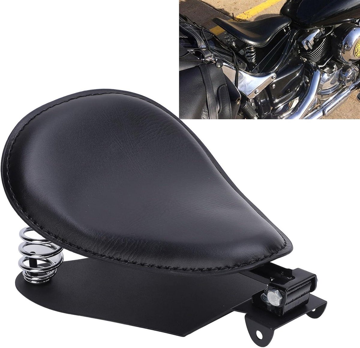 Inovra Plus - Universele Motorfiets Solo Zitje Met Enkele Veringskussen en Veringsbalk Set Geschikt voor Retro Motorfietsen voor Cruiser Motorfietsen - Eenvoudige Installatie