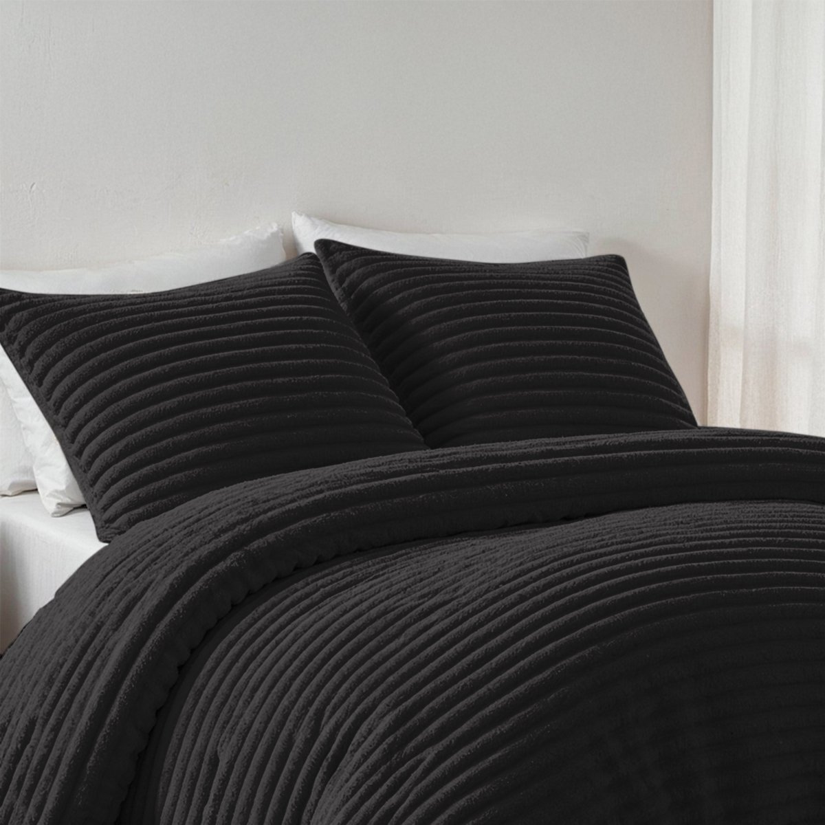 Zydante Dekbedovertrek Set 200x220 cm - Teddy Rib - Dekbedhoes met 2 Kussenslopen - Vulcan