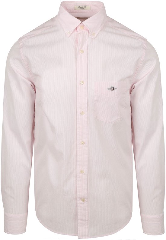Chemise banquier en popeline Gant à rayures rose clair - Taille M - Homme - Chemises décontractées