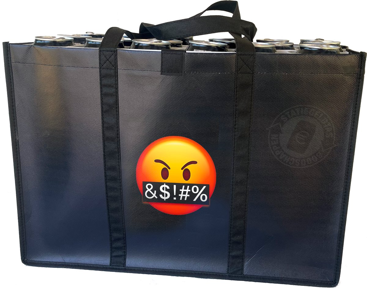 Mad – Statiegeldtas – boodschappentas met een leuke emoji – met handig klittebandsysteem