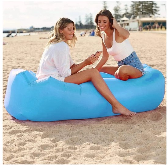 Ibenzoa® Opblaasbare Lucht Zitzak voor Strand en Camping met Draagtas - Blauw van Ibenzoa — afbeelding 4