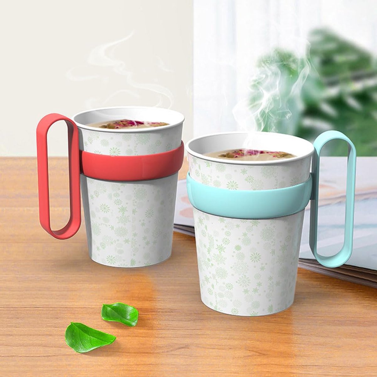 Ibenzoa® Set van 10 Papieren Bekerhouders met Handvat voor Warme Dranken en Isolatie