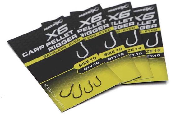 Matrix X6 Carp Pellet Rigger Eyed-Barbless (10 pcs) - Maat : 14 van Matrix — afbeelding 5