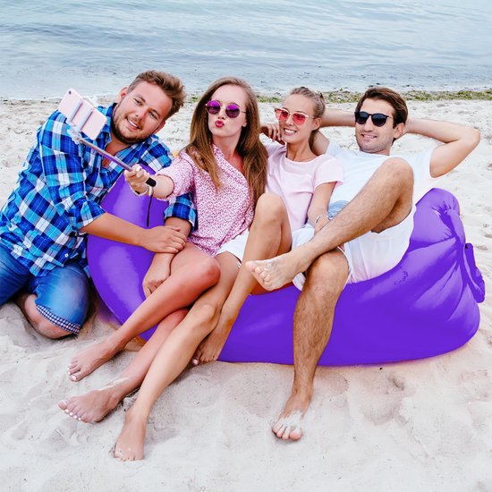 Ibenzoa® Veelzijdige Opblaasbare Loungestoel voor Strand en Camping, Compact en Draagbaar, 200 x 70 cm, Paars van Ibenzoa — afbeelding 4