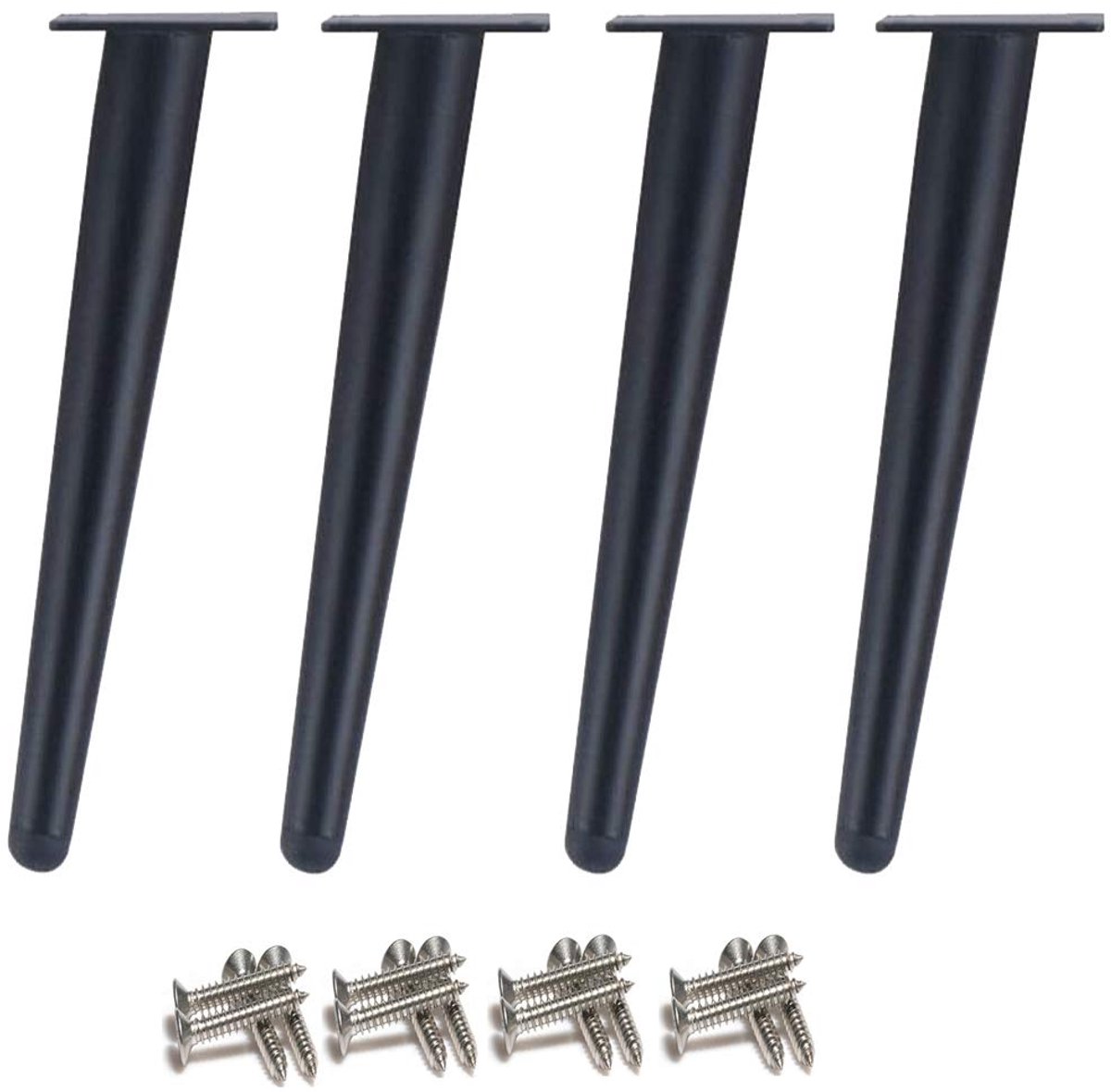 Ibenzoa® Set van 4 Schuine Tafelpoten van Zwart Gelakt Roestvrij Staal met Antislip Basis voor Meubels
