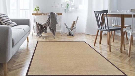 Storesdeco Premium vinyl vloerkleed met bies, antislip en sterk - lichtbruin, 80 x 150 cm — afbeelding 3