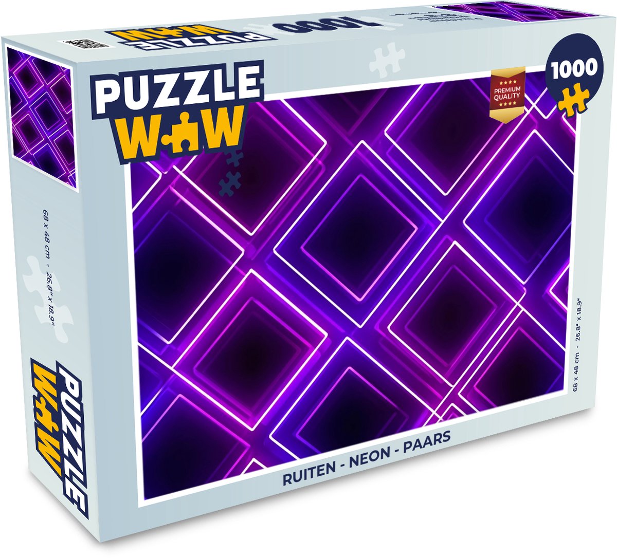 Puzzel Ruiten - Neon - Paars - Legpuzzel - Puzzel 1000 stukjes volwassenen