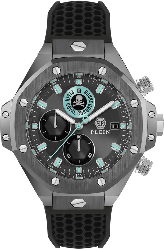 Philipp Plein Plein Chrono Royal PWLFA0125 Horloge - Siliconen - Zwart - Ø 46 mm