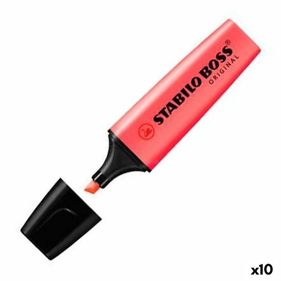 Doos met 10 rode STABILO BOSS ORIGINAL stiften.