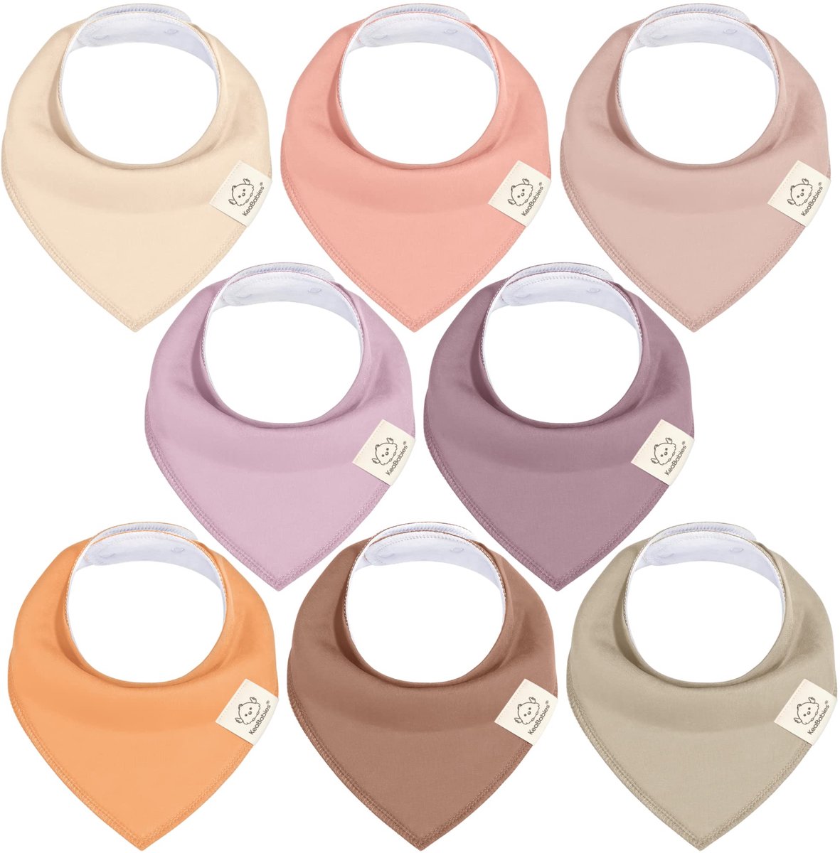 Image of 8-pack baby-slabbetjes van bandana's voor jongens en meisjes - Unisex baby-slabbetjes van bandana's, superabsorberende baby-slabbetjes, biologische katoenen baby-slabbetjes, babysjaals voor baby's, kwijlslabbetjes (mauve)