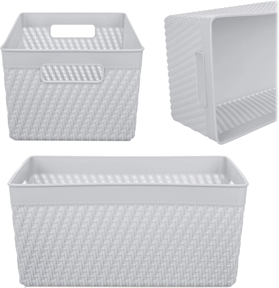 Lioni rechthoekige mand 25,5 x 16,5 x 12 cm lichtgrijs