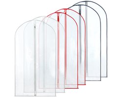 Hangerworld 6 waterdichte/regenbestendige kledinghoezen/kledinghoezen/hoezen transparant met gekleurde zoom (blauw, rood, wit) - 101 cm x 61 cm, ideaal voor tops, rokken, jurken, jassen en mantels