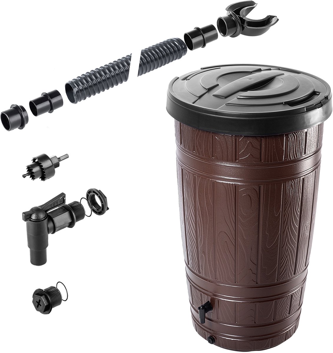 Onigo 265L regenwatertank + aansluitset, bruin