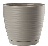 KADAX Bloempot met onderzetter, plantenpot voor binnenshuis, lichte sierpot van kunststof, bloempot voor bloemen en planten, huis, kamer, 15 cm, grijs