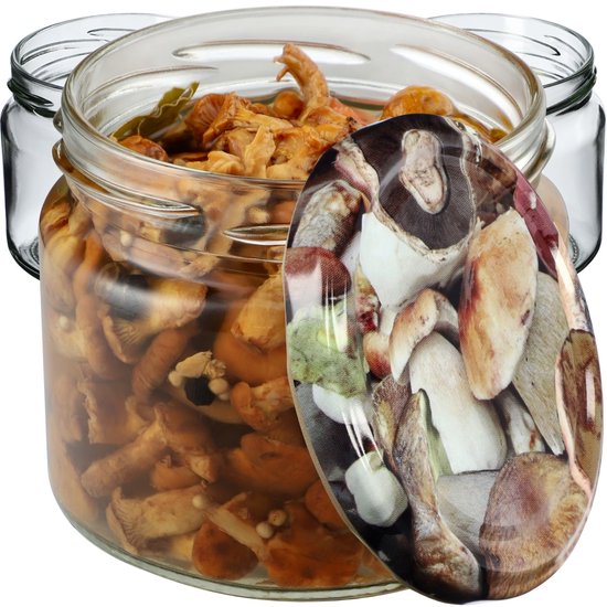 KADAX Inmaakpotten met schroefdeksel, jampotten, 330 ml, voorraadpotten voor jam, honing, potten met schroefsluiting, paddenstoelen/10 stuks