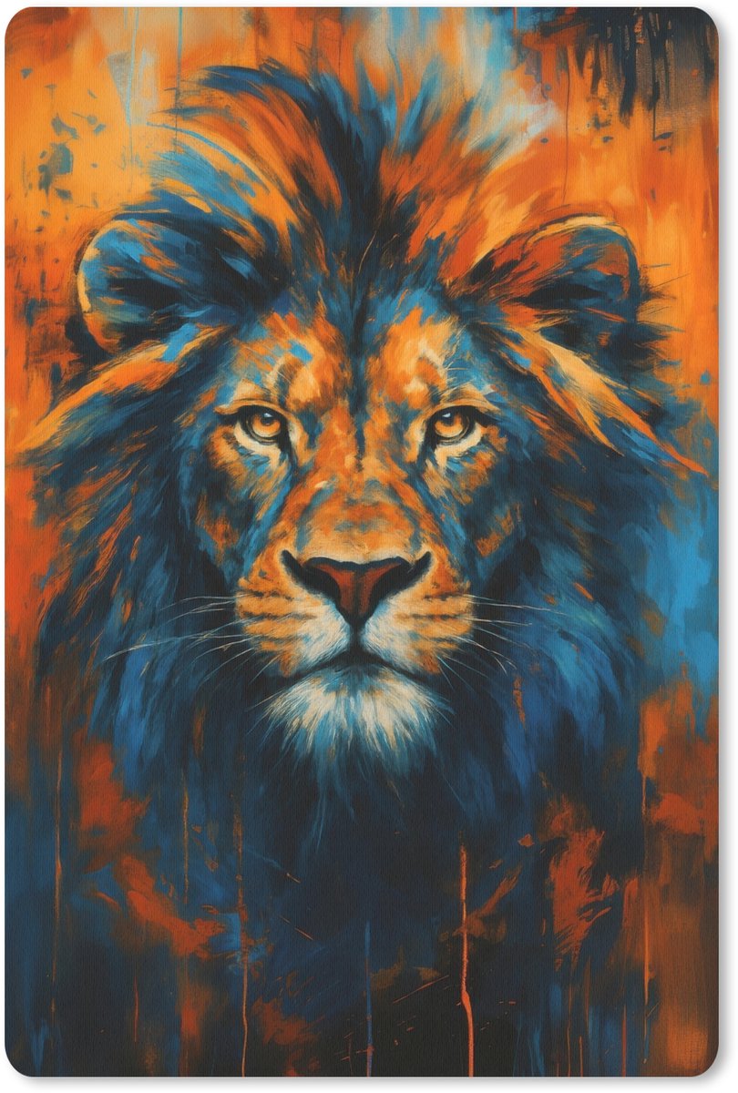 Muismat 18x27 cm - Mousepad Schilderij - Leeuwenkop - Oranje - Muismatten