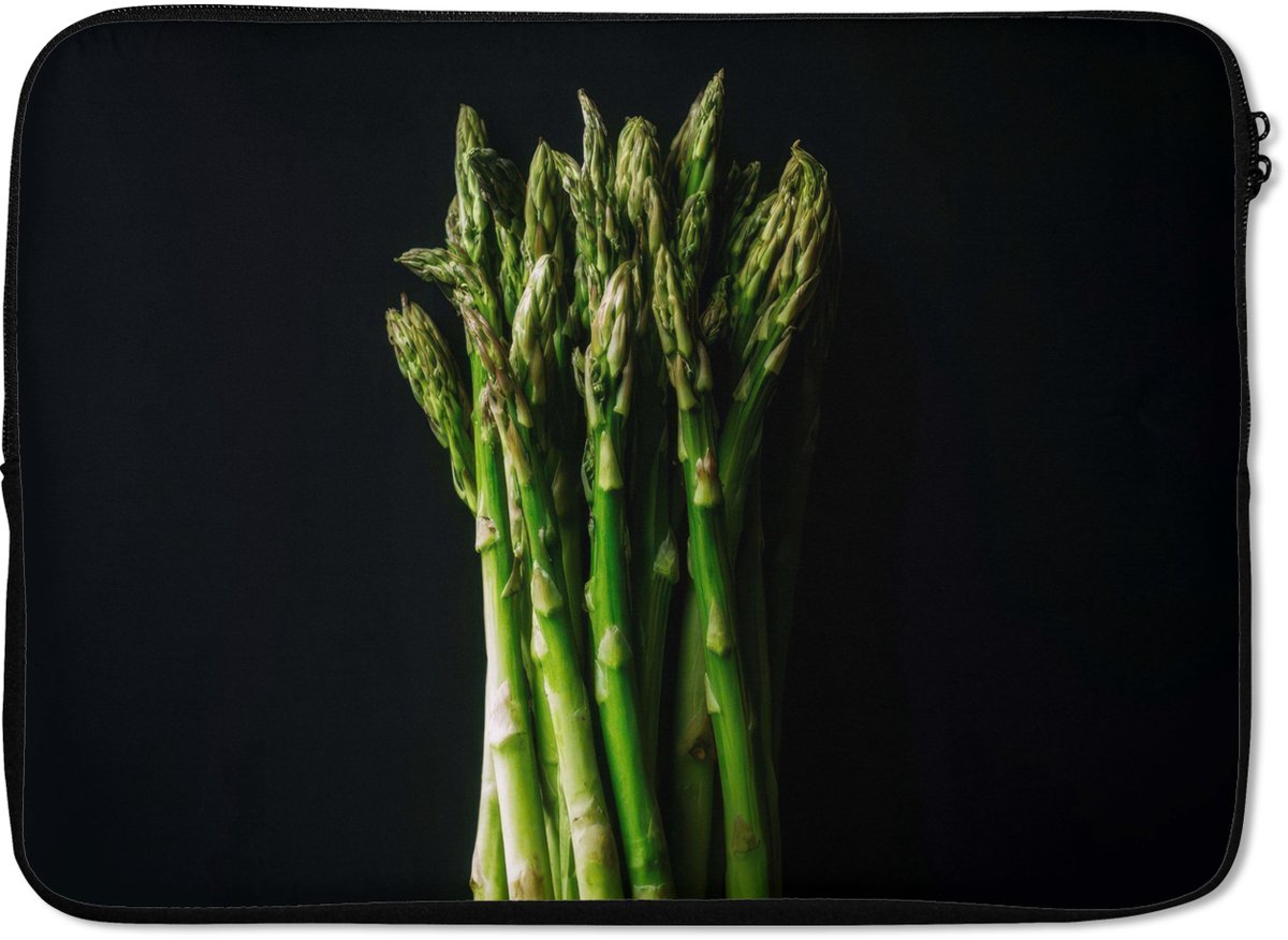 Laptophoes 13 inch - Asperges - Felgroen - Laptop sleeve - Binnenmaat 32x22,5 cm - Zwarte achterkant