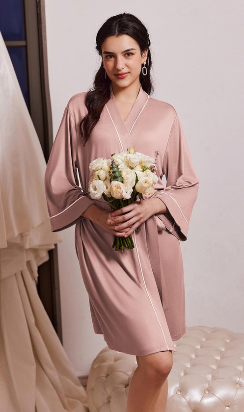 Ekouaer Badjas voor Dames, Lichtgewicht Zachte Badjas, Korte Badjas, Spa Hotel Loungewear met Zakken, S-XXL, XXL