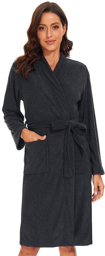 Essentials Women's Lange lichtgewicht badjas met wafelpatroon (verkrijgbaar in grote maten), Blauwgroen Blauw, XL Grote maten