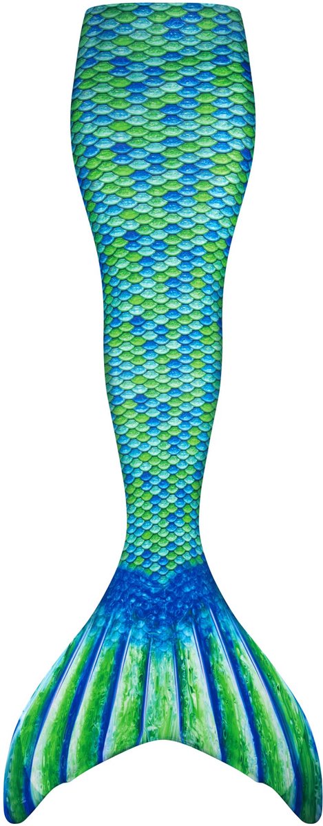 Zeemeerminstaart voor volwassenen maat S (34-36) - Fin Fun Aussie Green set met monovin met voetvakjes
