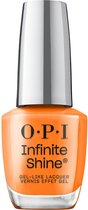 O.P.I. Infinite Shine flesje nagellak in een heldere oranje kleur met zilverkleurige dop.