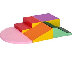 HOMCOM-Kids Soft Play Sets-150x100x24cm-EPE-Roze, geel, oranje, rood, paars en groen