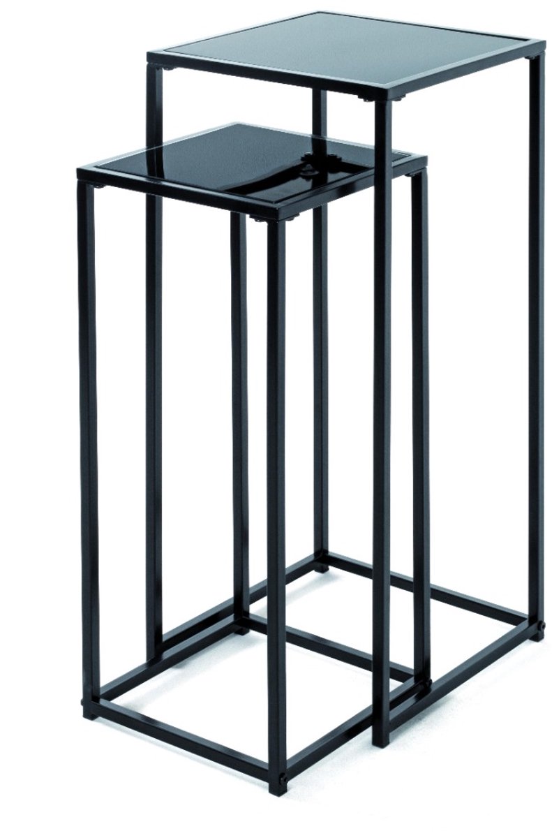 Plantenbak – Zwart stalen frame – 5 mm zwart veiligheidsglas planken – Gepoedercoat metaal – Duurzaam industrieel design