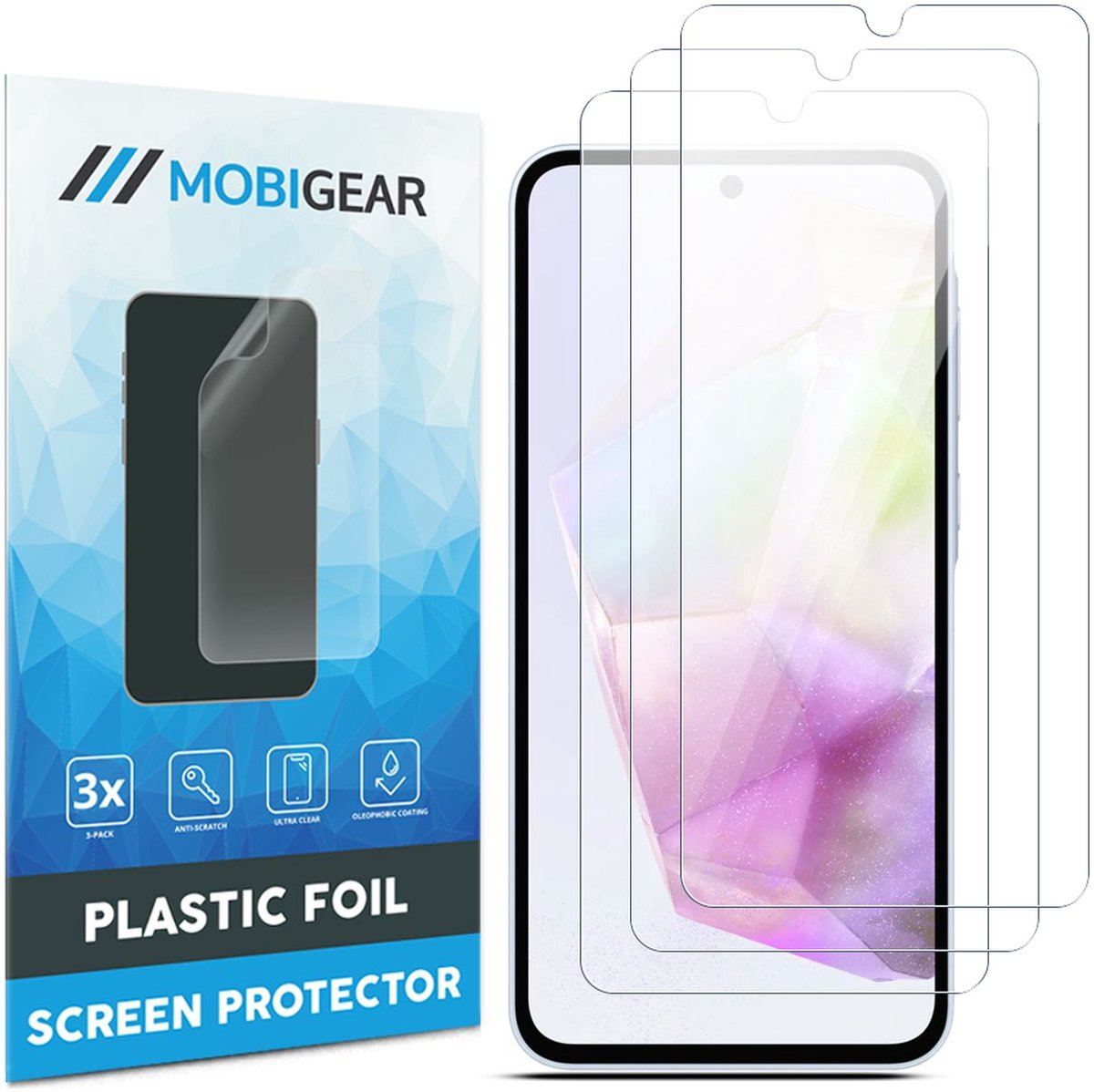 Mobigear Screenprotector geschikt voor Samsung Galaxy A36 | Mobigear Screenprotector Folie - Case Friendly (3-Pack)