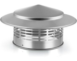 Schoorsteenkap - Binnendiameter 16 cm - Schoorsteenkap van roestvrij staal 304 - Ronde schoorsteenkap - Bovenkap voor kachelpijp - Geschikt voor externe rookkanalen van open haarden en kachelventilatieopeningen