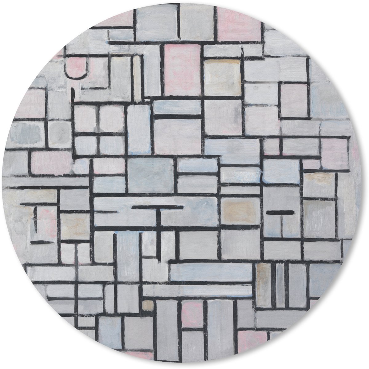 Muismat rond 40x40 cm - Mousepad Compositie 6 - Piet Mondriaan - Ronde muismatten