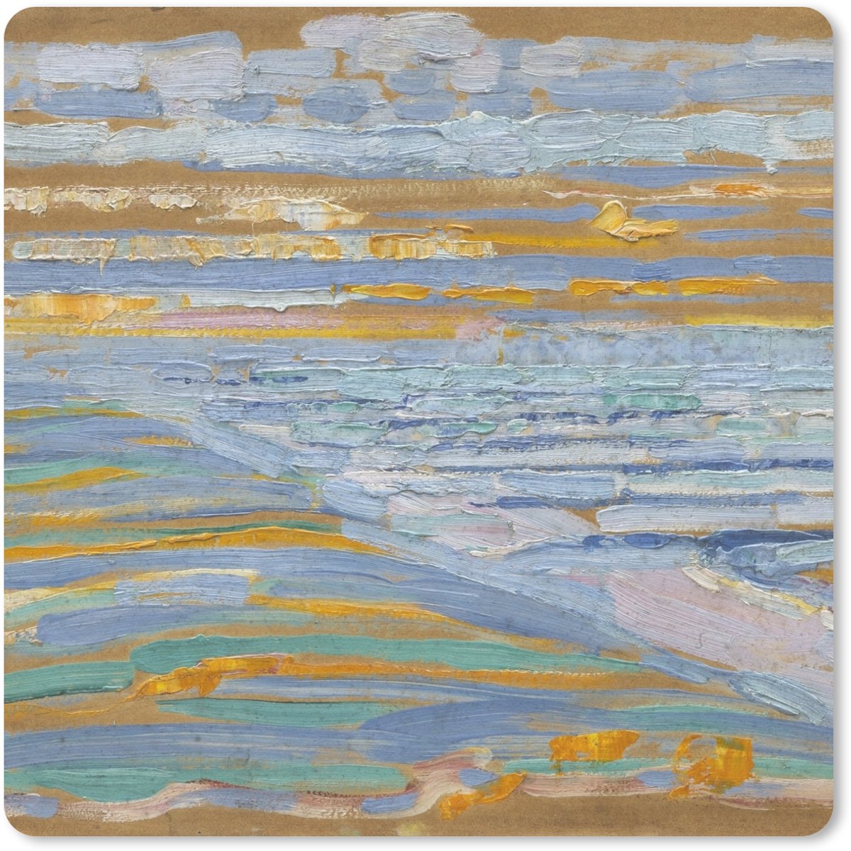 Muismat 30x30 cm - Mousepad Gezicht op strand en pier vanaf de duinen - Piet Mondriaan - Muismatten