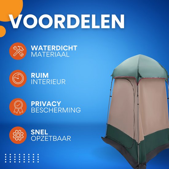 Douchetent camping - Popup - Draagbare toilet- en kleedkamer tent - Stabiele structuur met anti-muggengaas van Merkloos — afbeelding 3
