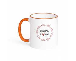 Hacebo® - grandpa I love you koffiebeker met gekleurde rand oranje - Opa - de liefste opa - thee mok - koffie beker - verjaardagscadeau - verjaardag - cadeau - cadeautje voor opa - opa artikelen - kado - geschenk - gift - koffiemok - 330 ML