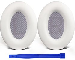 Vervangende oorkussens Geschikt voor Bose QuietComfort 35 (QC35) en Quiet Comfort 35 II (QC35 ii) hoofdtelefoons, oorkussens met zacht leer, geluidsisolerend schuim en grotere dikte (wit)