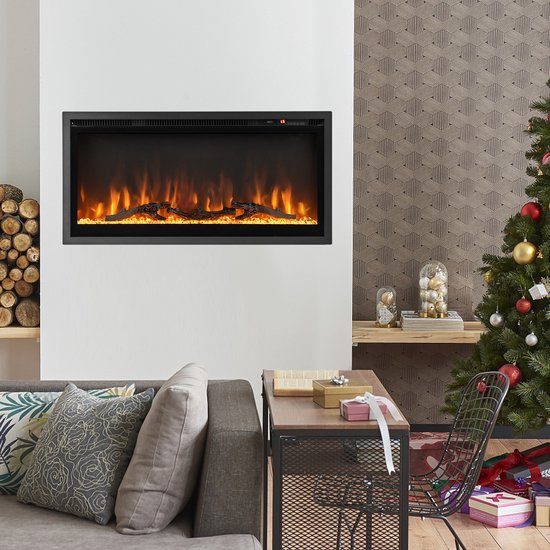 Costway elektrische open haard met verwarming - 750W/1500W, touchscreen