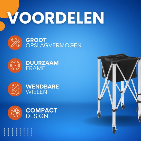 Tennisbal mand voor 350 ballen, tennisbal kar met wielen voor tennis