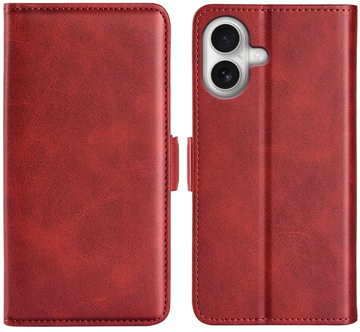 MobyDefend Hoesje - Geschikt voor iPhone 17 - Luxe Wallet Book Case (Sluiting Zijkant) - Rood