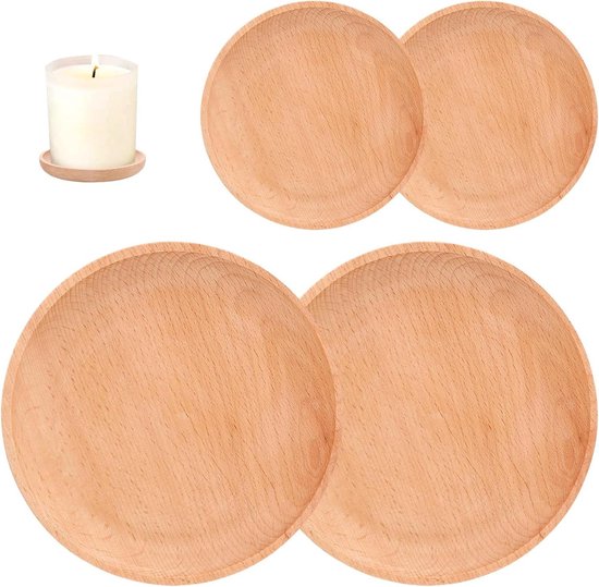 8 stuks kaarsenborden, bamboe, ronde kaarsenonderzetters, diameter 9,5 cm, voor stompkaarsen, doopkaarsen, bruiloftskaarsen, decoratieve borden voor tafeldecoratie, woonkamer, kaarsenhouder