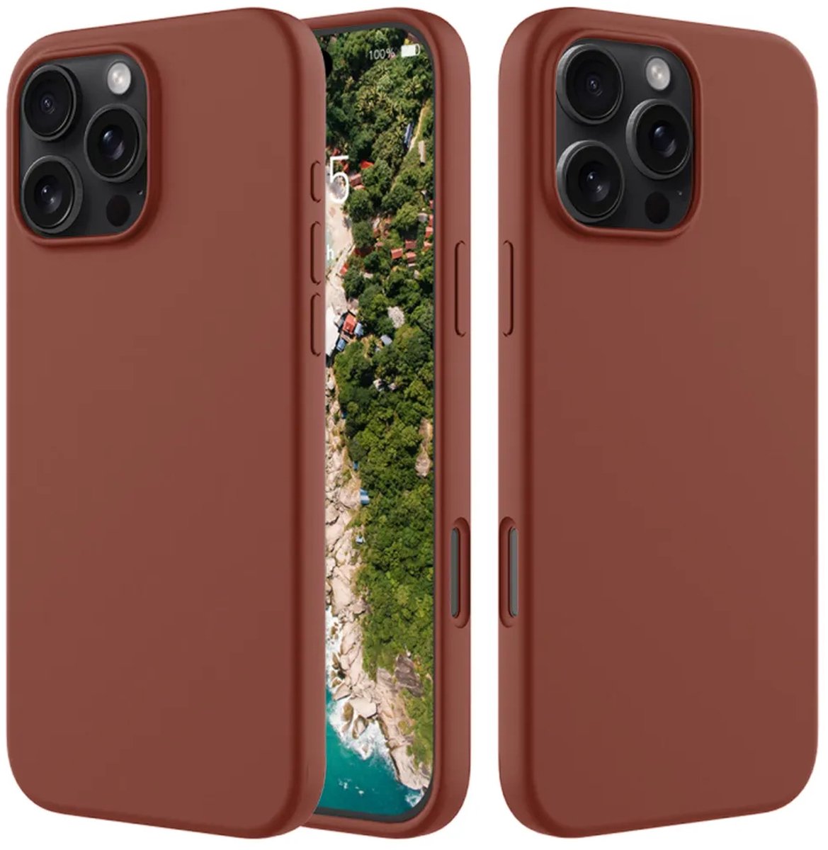 MobyDefend Hoesje - Geschikt voor iPhone 16 Pro - Matte Siliconen Backcover - Terracotta