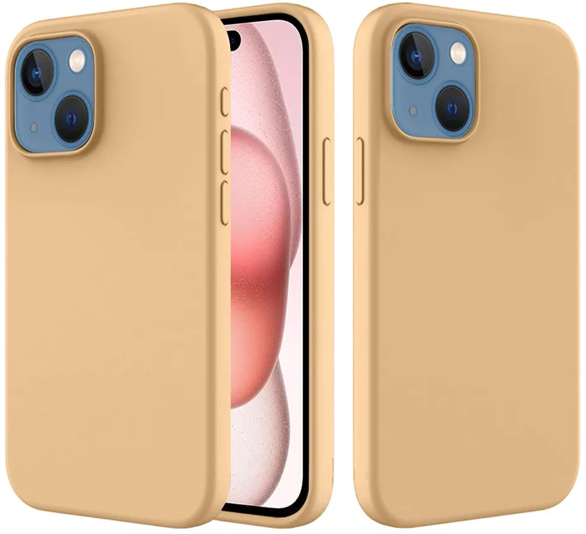 MobyDefend Hoesje - Geschikt voor iPhone 15 - Matte Siliconen Backcover - Licht Oker