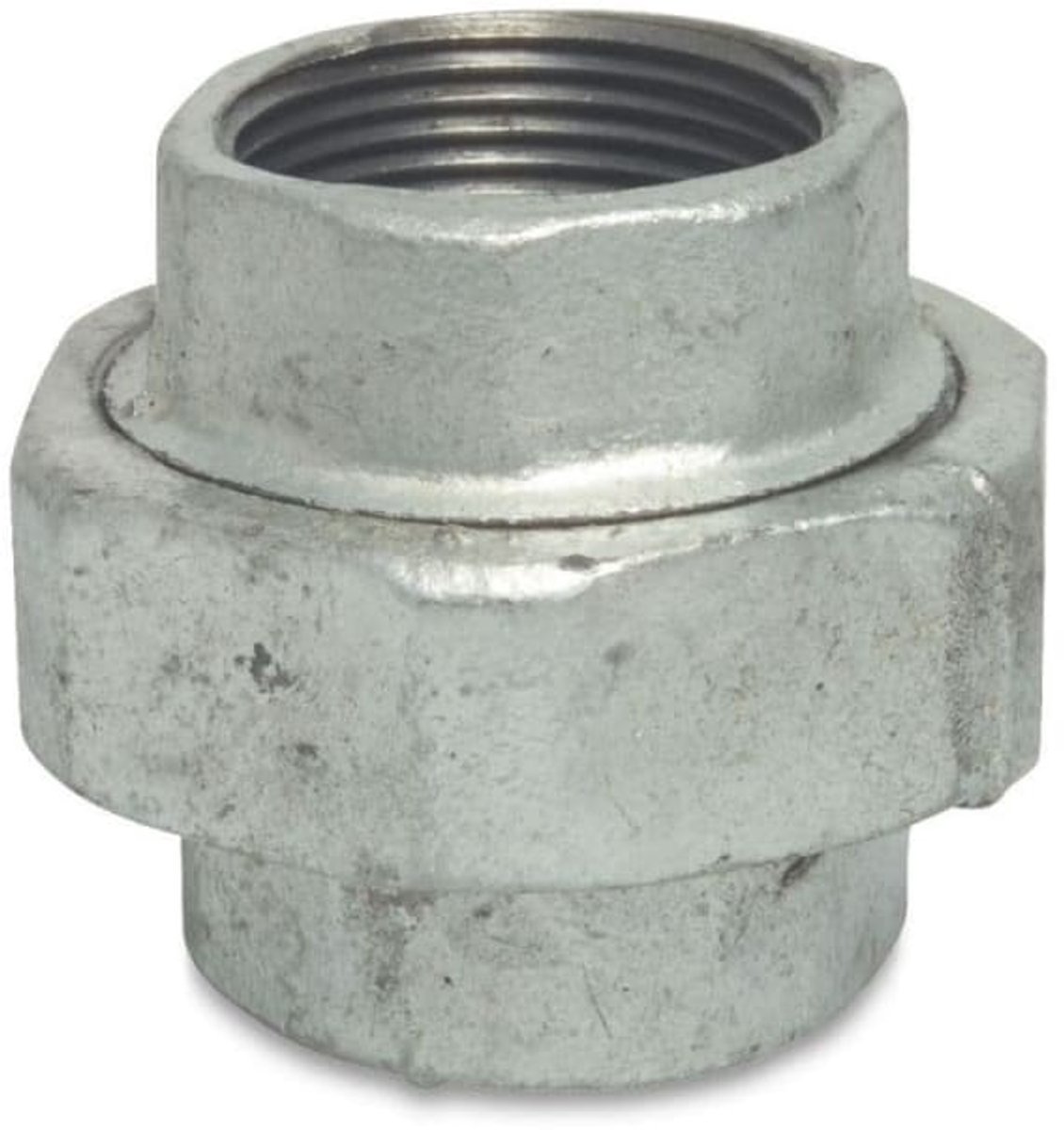 Tempergietfitting vlak 1 1/4" IG - Draadfitting gegalvaniseerd