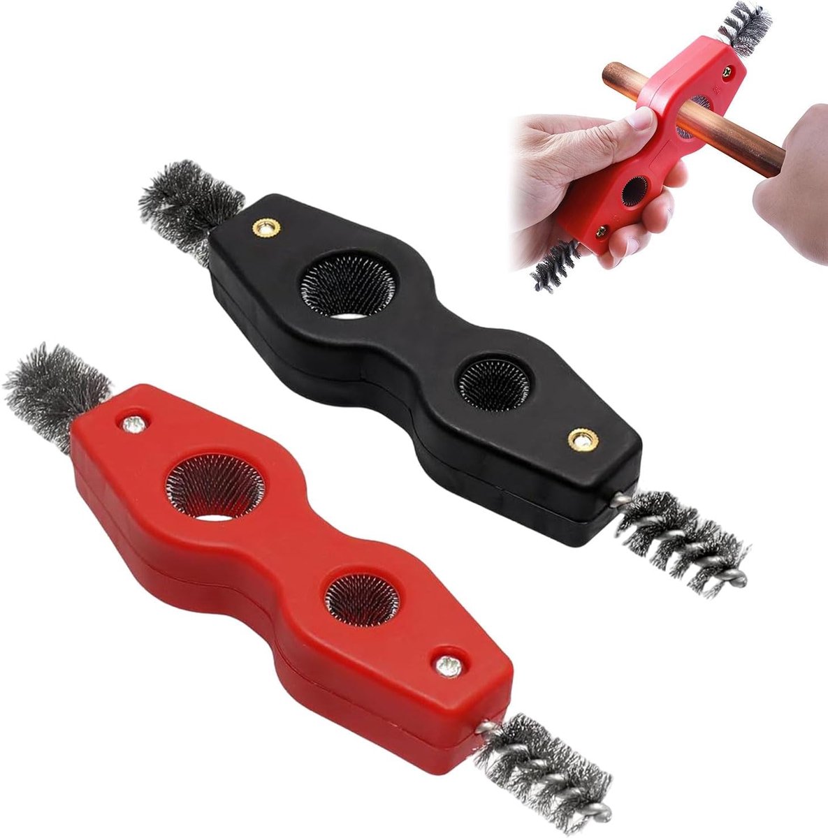 4 In 1 Pijp Ontbramen Borstel - Buisontbramer - Roest Borstel - Ontbramen Tool - Ontbramer Metaal - Koper Cleaner - Ontbramen Tool voor Koperen PVC Buis - 2 Stuks