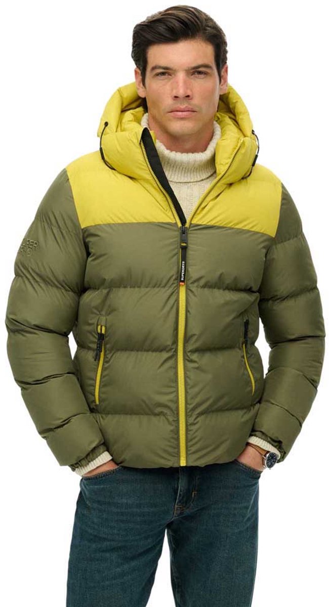 Superdry Colourblock Gewatteerde Jas Met Capuchon Heren Gewatteerde jassen Olijf