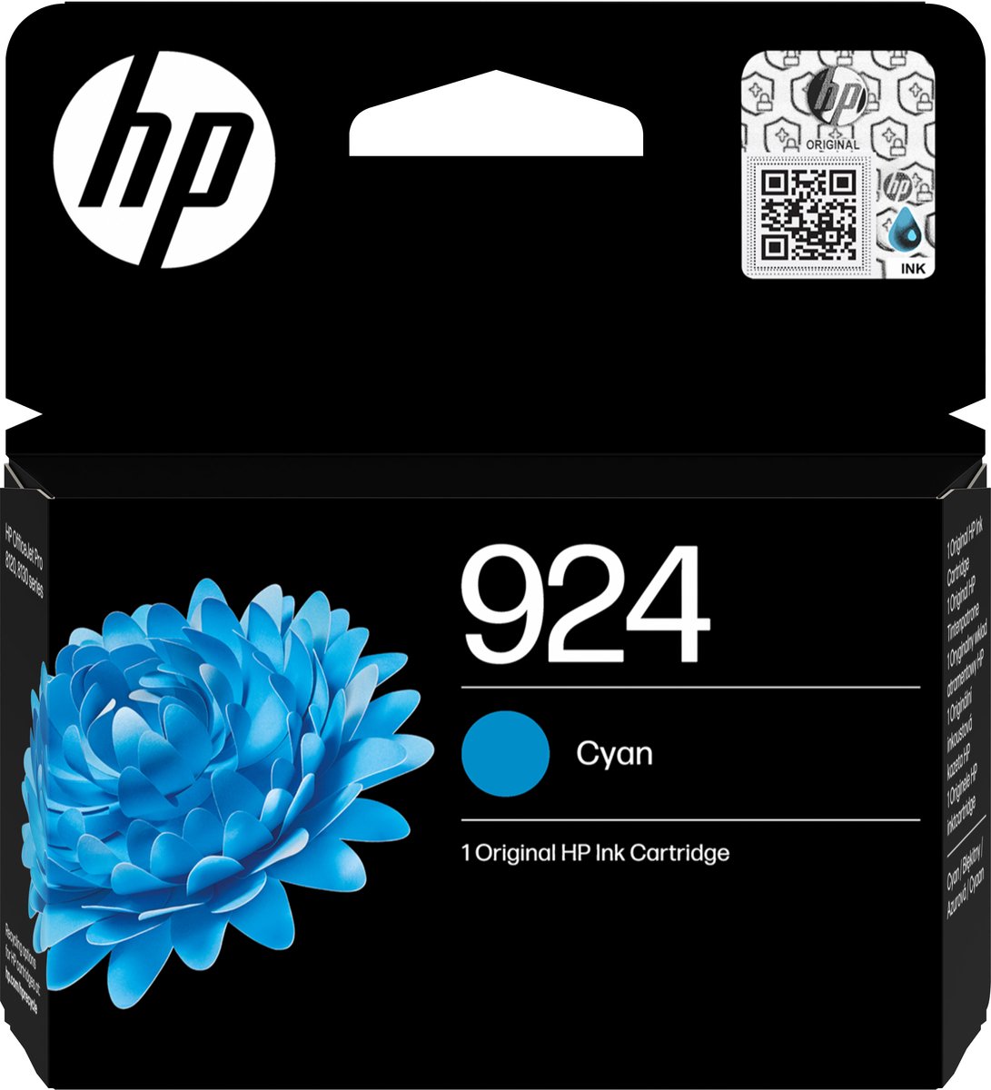 HP 924 Cyan Original Ink Cartridge inktcartridge 1 stuk(s) Origineel Normaal rendement