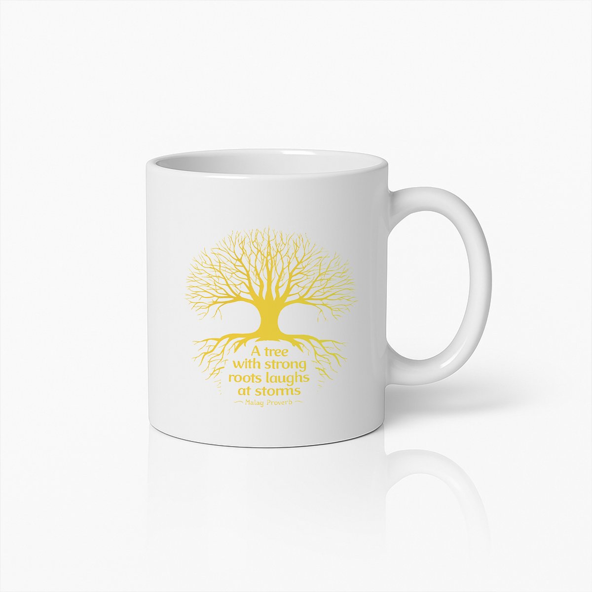 Inspirerende Levensboom Koffiemok met Motiverende Quote – Sterke Wortels Ontwerp