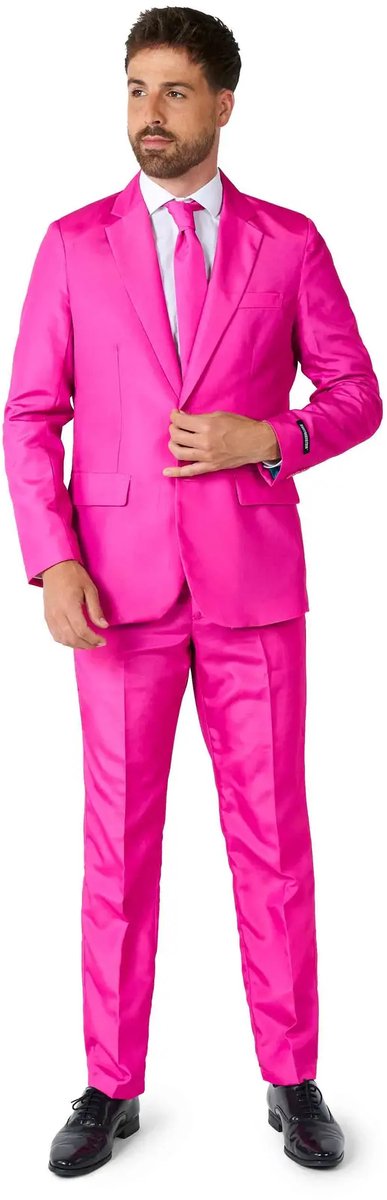 Suitmeister Pink - Heren Pak - Carnavalskleding - Casual Effen Gekleurd - Roze - Thema Feest - Maat M